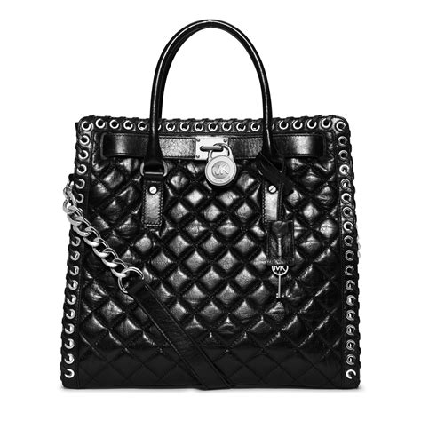 michael kors hamilton quilted tote black patent|michael kors nouveau hamilton bag.